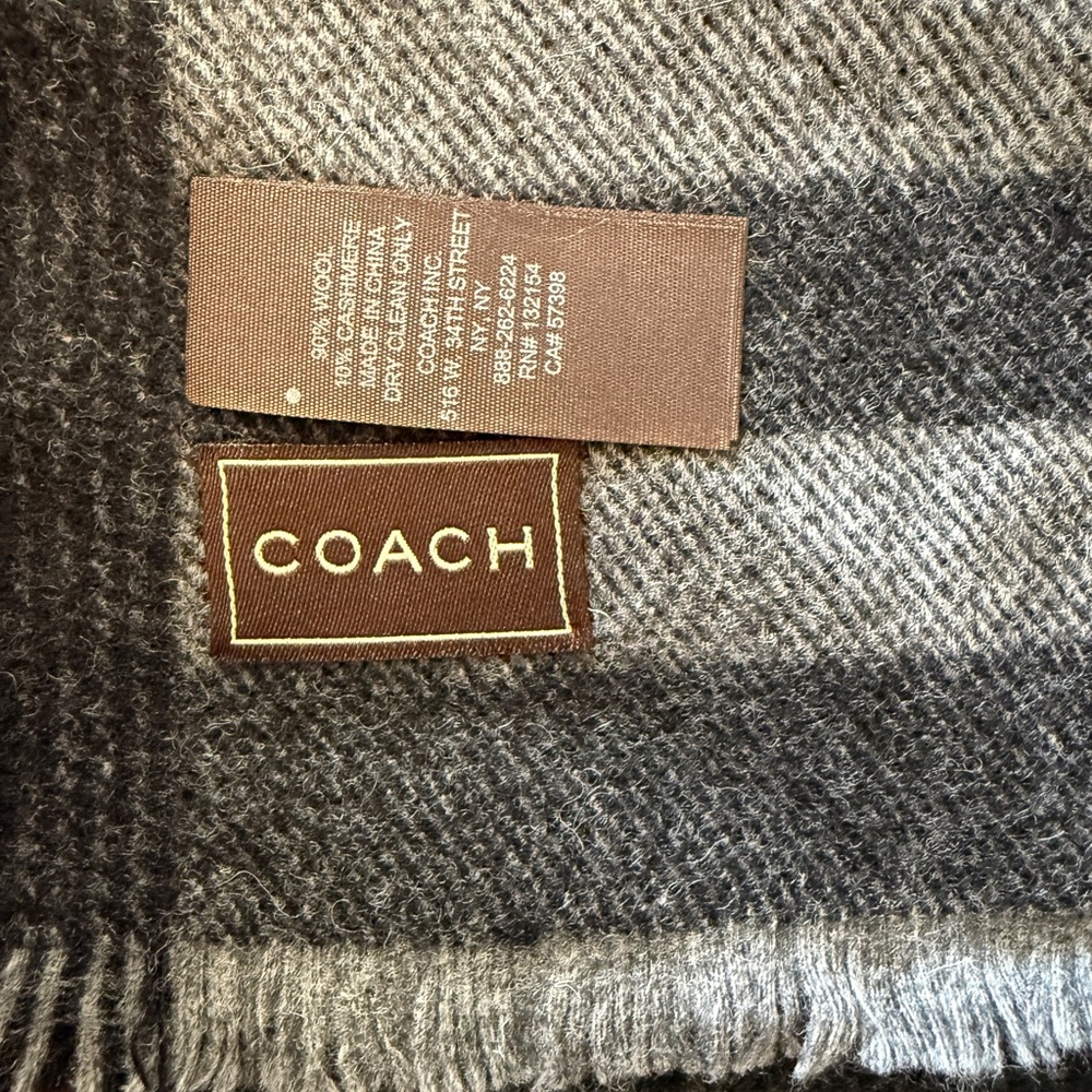 Coach Charcoal and Light Gray Wool Scarf